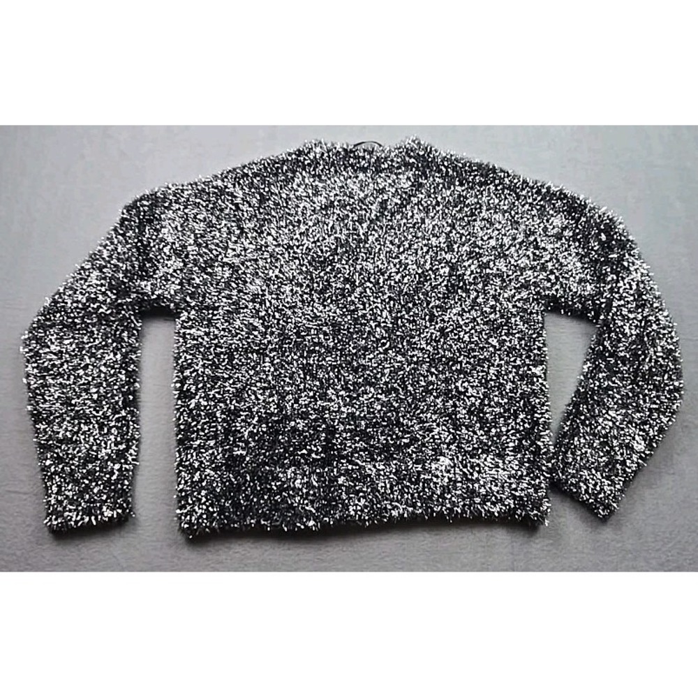 Black Silver Broadway women crewneck sweater size 38‎ Small Metallic